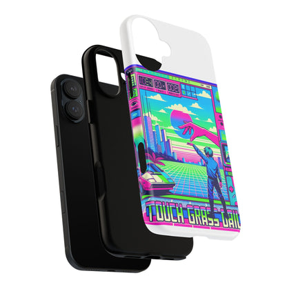 Touch Grass Daily 3D Wrap Protective Phone Case for Smartphones, Durable Shock Absorption, UV Protected, Unique Anime Design, Fun Gift for Tech Enthusiasts