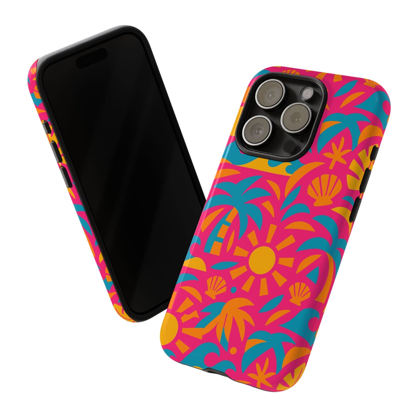 vibrant tropical 3d wrap design protective phone case with retro style – bold accessory for self-expression compatible with iphone 13, 14, 15 & 16 – all models including pro, pro max & plus
