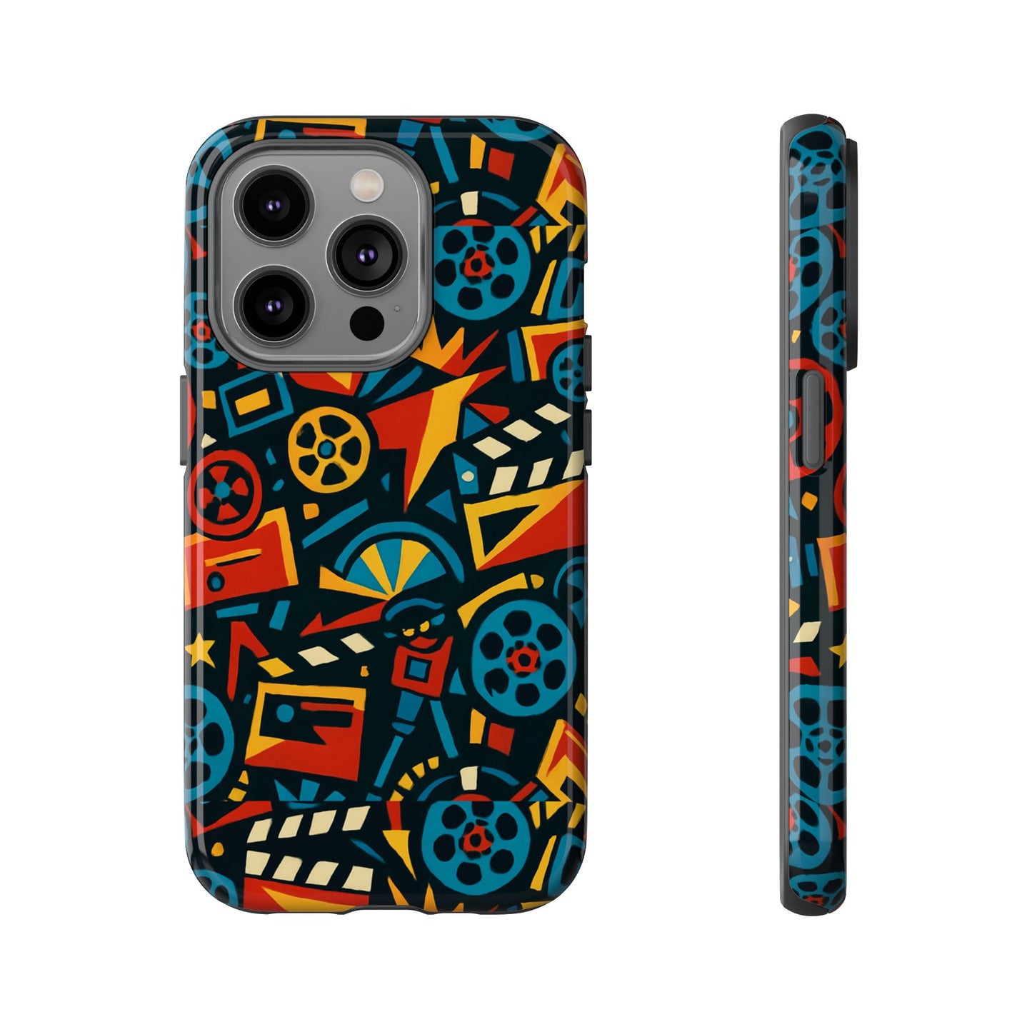 vibrant retro movie-inspired protective phone case with 3d design for stylish protection compatible with iphone 13, 14, 15 & 16 – all models including pro, pro max & plus