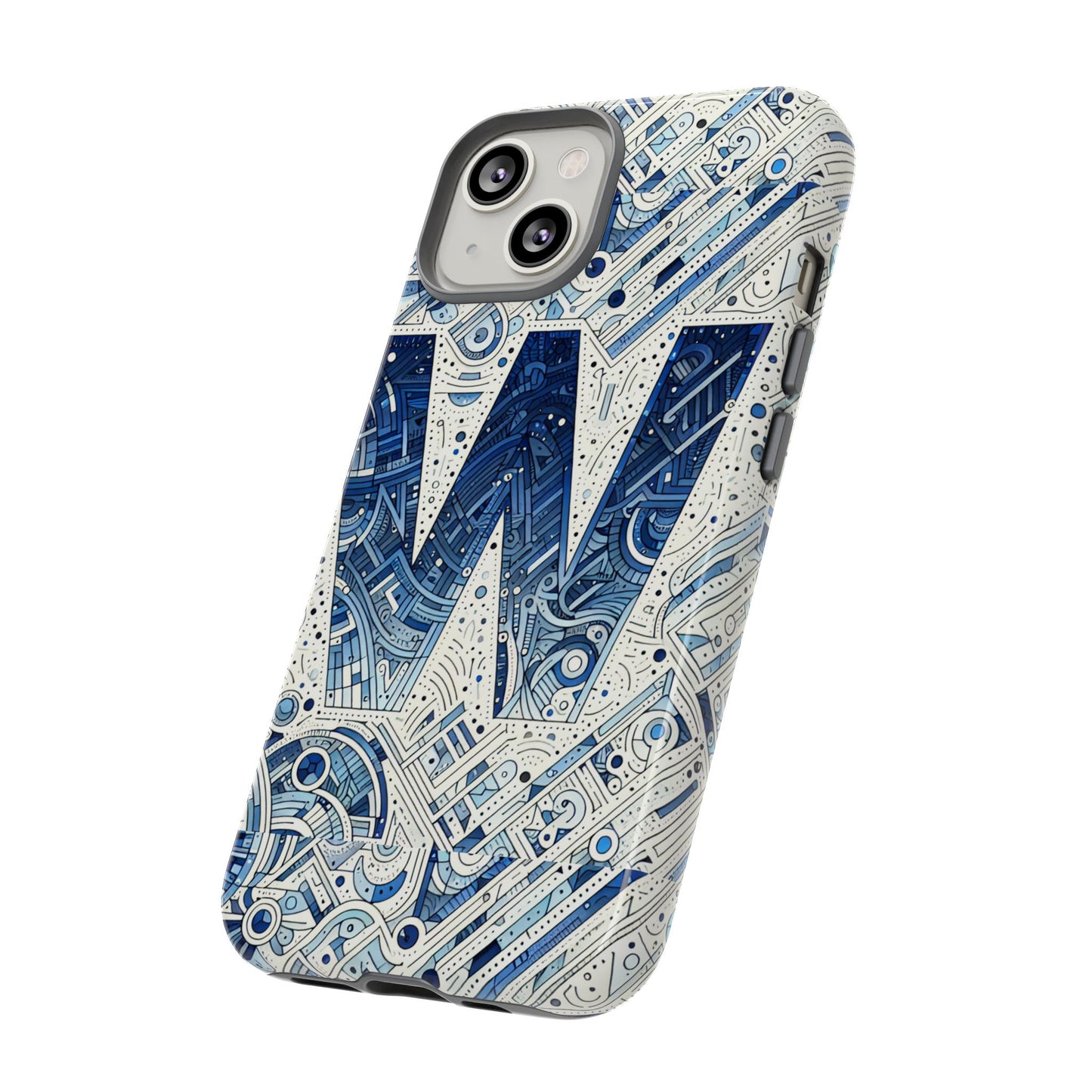 blue alphabet w phone case for smartphones - vibrant 3d wrap design with shock absorption and uv protection, suitable for fans of anime, comics, and unique accessories