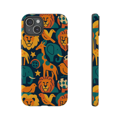 Vibrant Animal Print Protective Phone Case in Multicolour – Playful Design for Stylish Protection – Compatible with iPhone 13, 14, 15 & 16 – All Models Including Pro, Pro Max & Plus