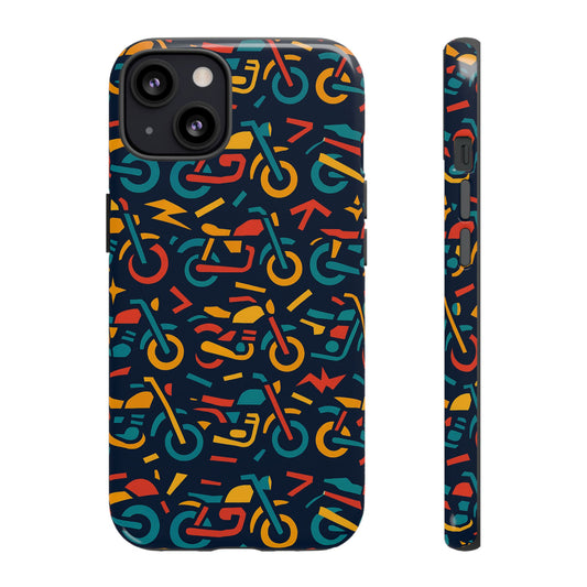 Vibrant Multicolour Motorcycle Design Protective Phone Case for Stylish Protection – Compatible with iPhone 13, 14, 15 & 16 – All Models Including Pro, Pro Max & Plus
