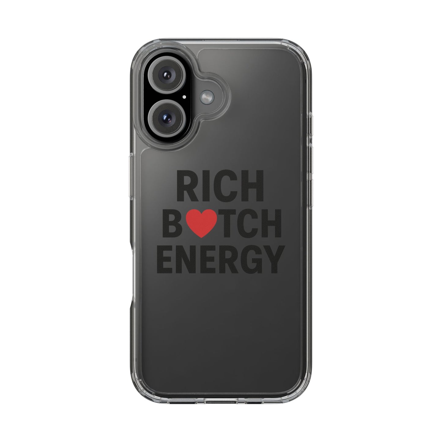 rich bitch energy clear phone case for confident individuals - stylish protection with shock-absorbing materials and scratch-resistant design for everyday use