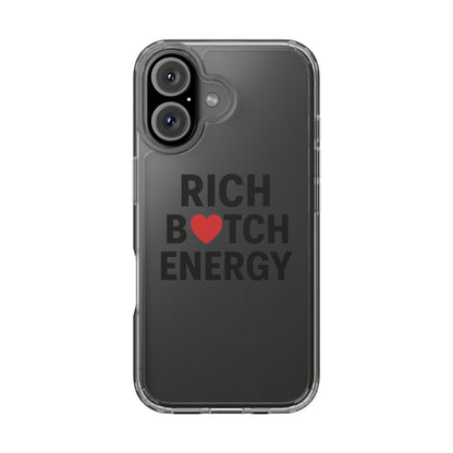 Rich Bitch Energy Clear Phone Case for Confident Individuals - Stylish Protection with Shock-Absorbing Materials and Scratch-Resistant Design for Everyday Use