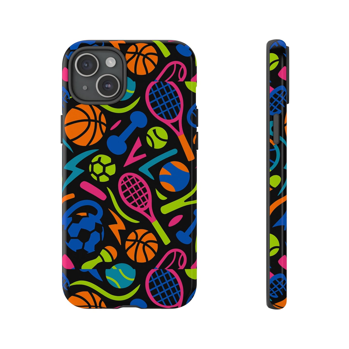 vibrant 3d sport-themed protective phone case in multicolour design for active lifestyle compatible with iphone 13, 14, 15 & 16 – all models including pro, pro max & plus