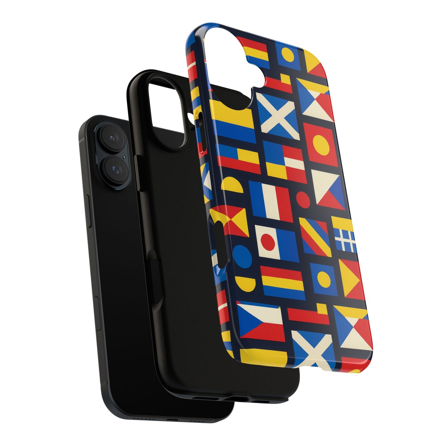 multicolour geometric protective phone case for smartphones, stylish protection and unique design, compatible with iphone 13, 14, 15 & 16 – all models including pro, pro max & plus