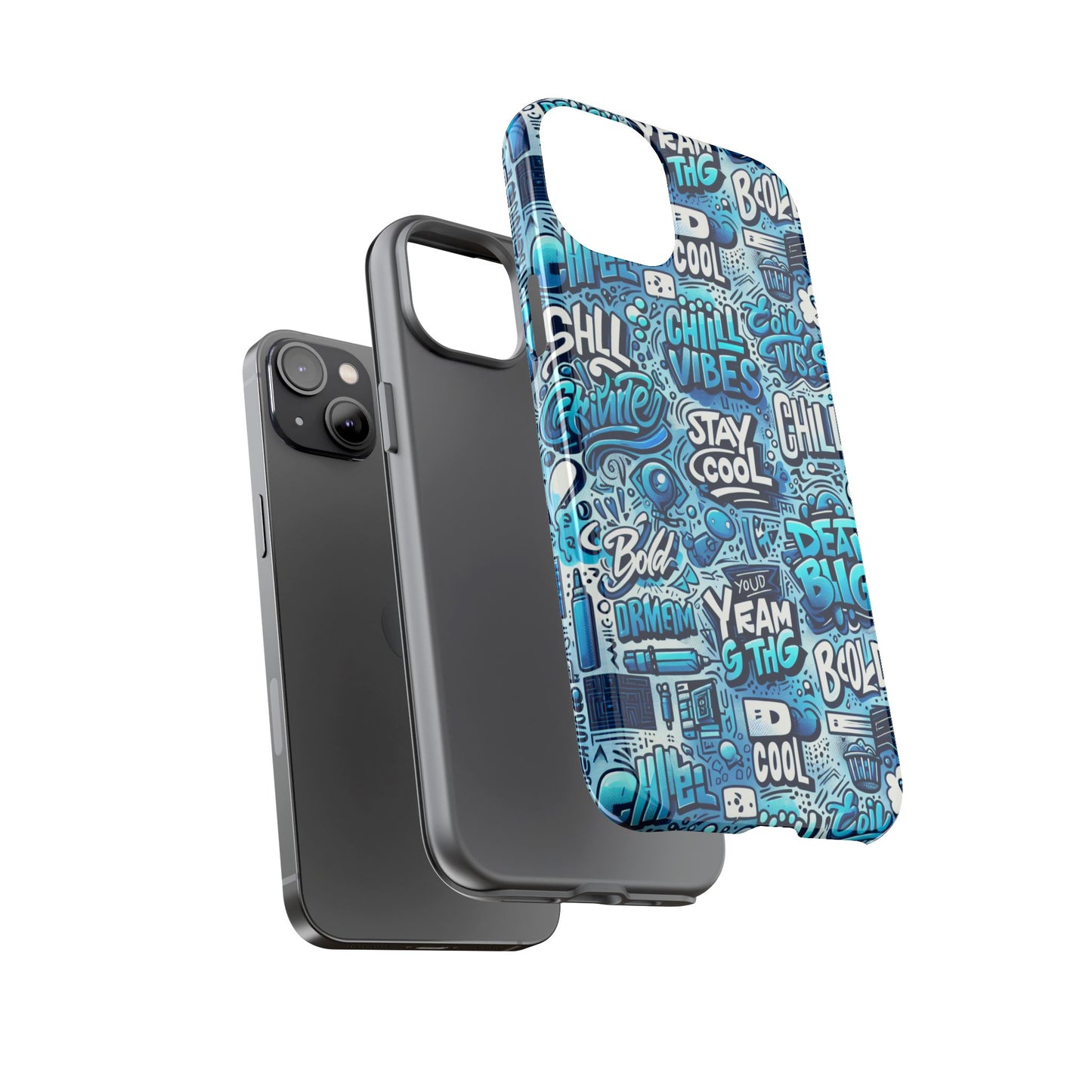 vibrant 3d wrap protective phone case with playful blue design for stylish protection compatible with iphone 13, 14, 15 & 16 – all models including pro, pro max & plus