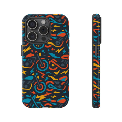 Multicolour 3D Wrap Phone Case with Fun Motorcycle Design, Stylish Protective Accessory for Men and Women, Compatible with iPhone 13, 14, 15 & 16 – all models including Pro, Pro Max & Plus