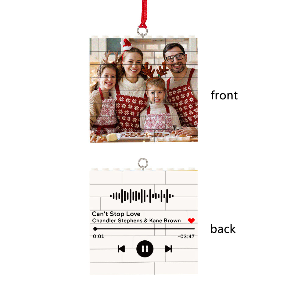 personalized building brick puzzle photo block christmas ornament - unique square design, durable and waterproof, ideal for holiday decorations