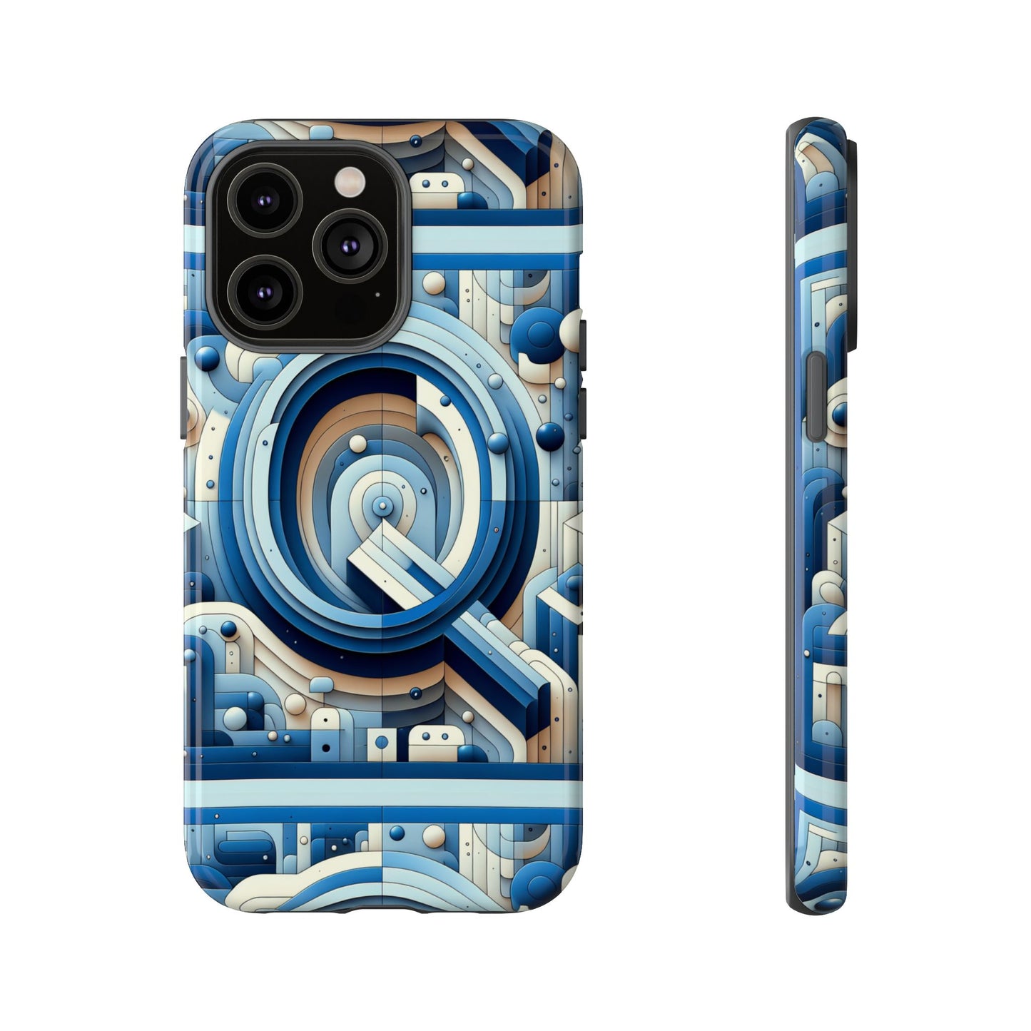 blue alphabet q phone case for android and iphone durable shockproof protective cover with 3d wrap design