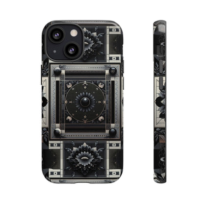 Pattern Image 4 Vibrant Shockproof Phone Case for Anime and Comic Fans, Geometric Black and Silver Design, Durable Protective Cover Compatible with iPhone 13, 14, 15 & 16 – all models including Pro, Pro Max & Plus