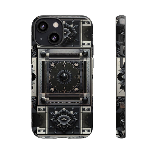 Pattern Image 4 Vibrant Shockproof Phone Case for Anime and Comic Fans, Geometric Black and Silver Design, Durable Protective Cover Compatible with iPhone 13, 14, 15 & 16 – all models including Pro, Pro Max & Plus