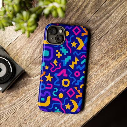Vibrant Geometric Protective Phone Case with 3D Wrap Design – Playful Accessory for Self-Expression Compatible with iPhone 13, 14, 15 & 16 – all models including Pro, Pro Max & Plus