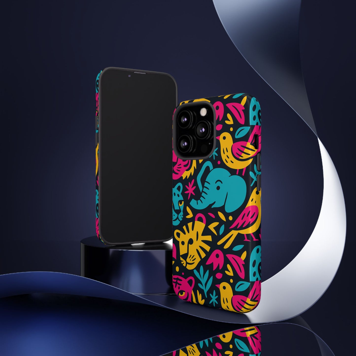 vibrant 3d animal print protective phone case colourful design for stylish protection compatible with iphone 13, 14, 15 & 16 – all models including pro, pro max & plus