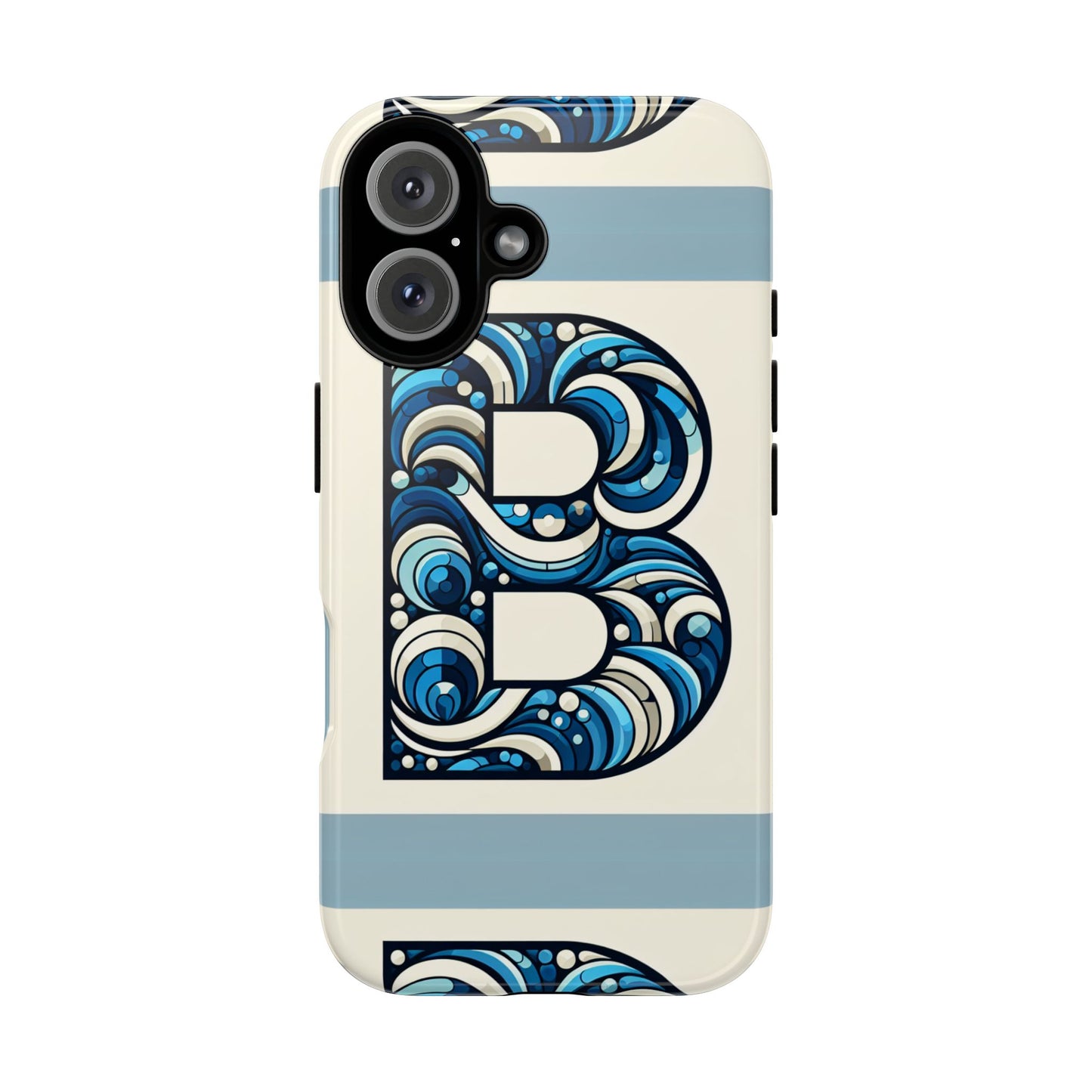 blue alphabet letter b phone case with 3d wrap and shock protection for kids and teens durable tpu cover with vibrant design