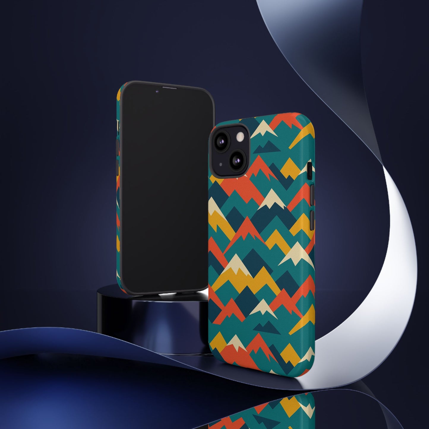 vibrant mountain pattern 3d wrap protective phone case stylish accessory for men and women compatible with iphone 13, 14, 15 & 16 – all models including pro, pro max & plus