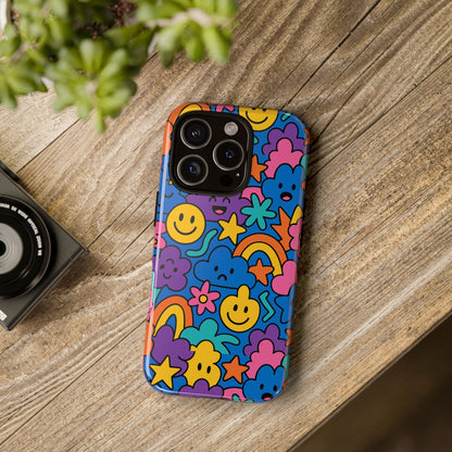Vibrant Cartoon Protective Phone Case with Playful Multicolour Design – Unisex Fashion Accessory – Compatible with iPhone 13, 14, 15 & 16 – All Models Including Pro, Pro Max & Plus