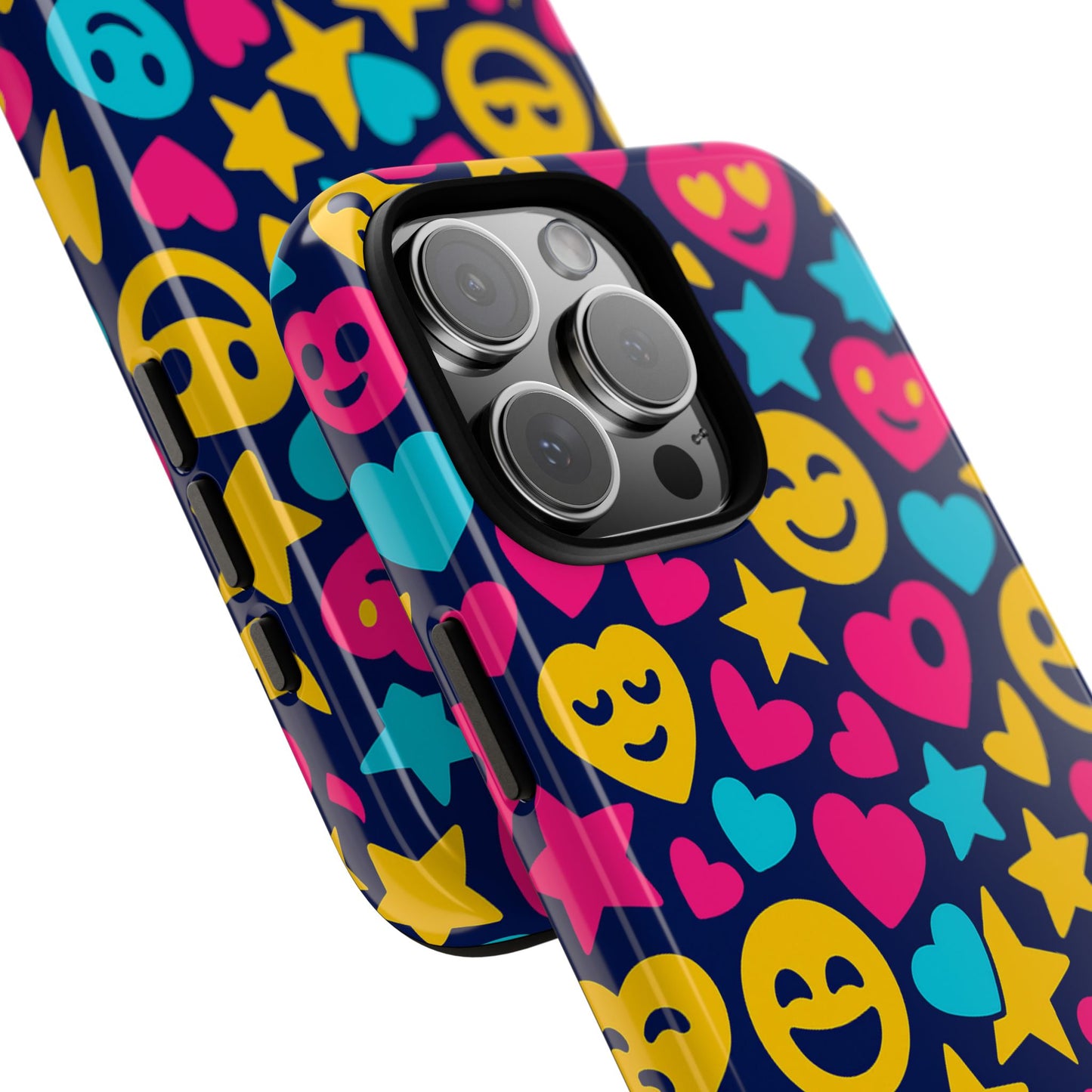 vibrant emoji protective phone case with 3d wrap design for fun style and robust protection compatible with iphone 13, 14, 15 & 16 – all models including pro, pro max & plus