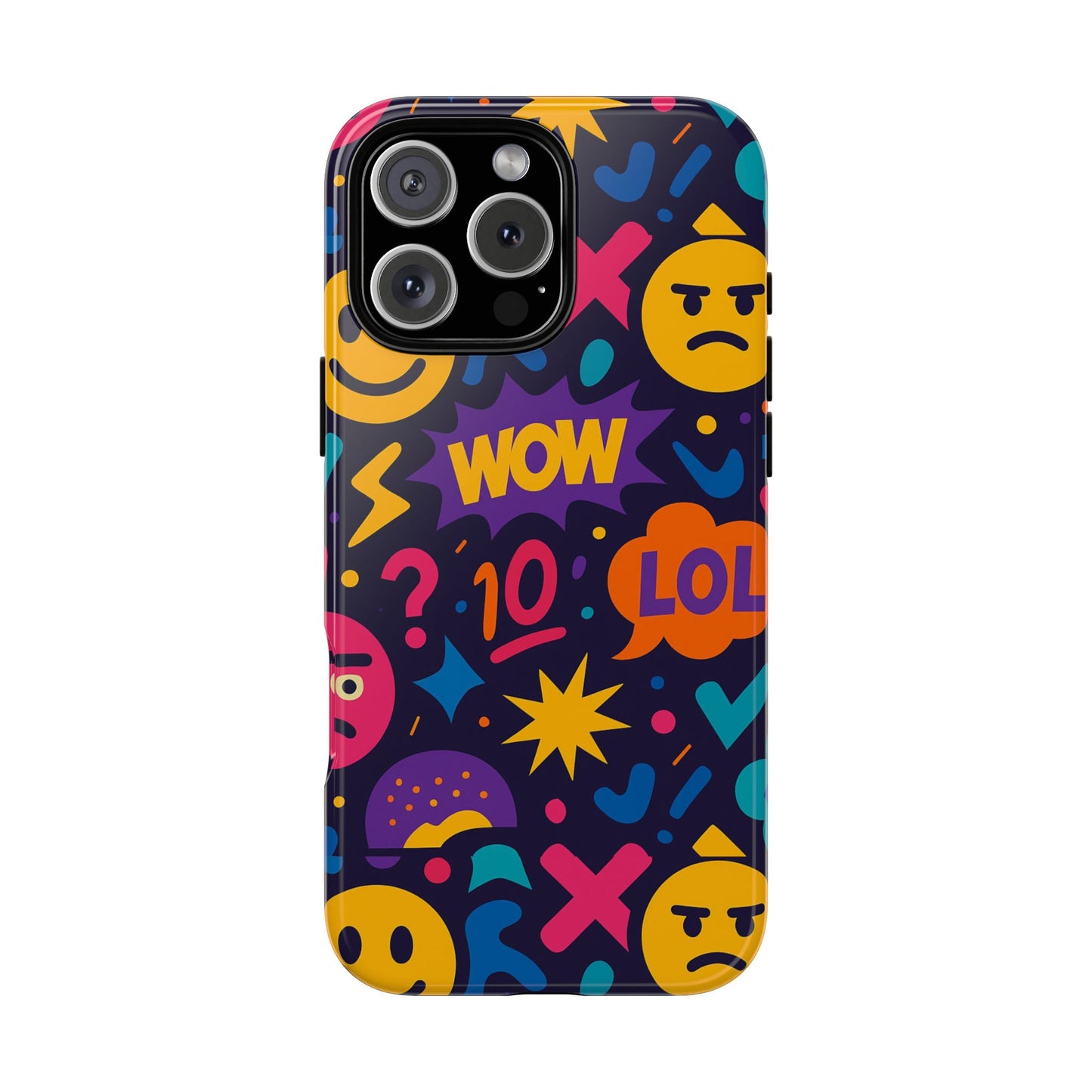 vibrant 3d emoji phone case with fun multicolour design for stylish protection compatible with iphone 13, 14, 15 & 16 – all models including pro, pro max & plus