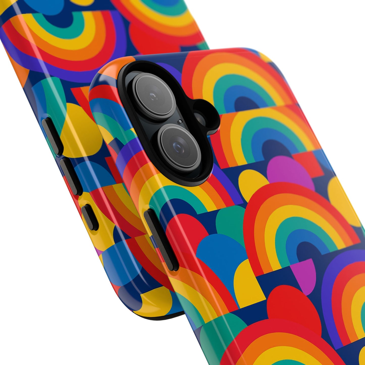 multicolour rainbow design protective phone case – stylish 3d wrap finish for unique expression – compatible with iphone 13, 14, 15 & 16 – all models including pro, pro max & plus