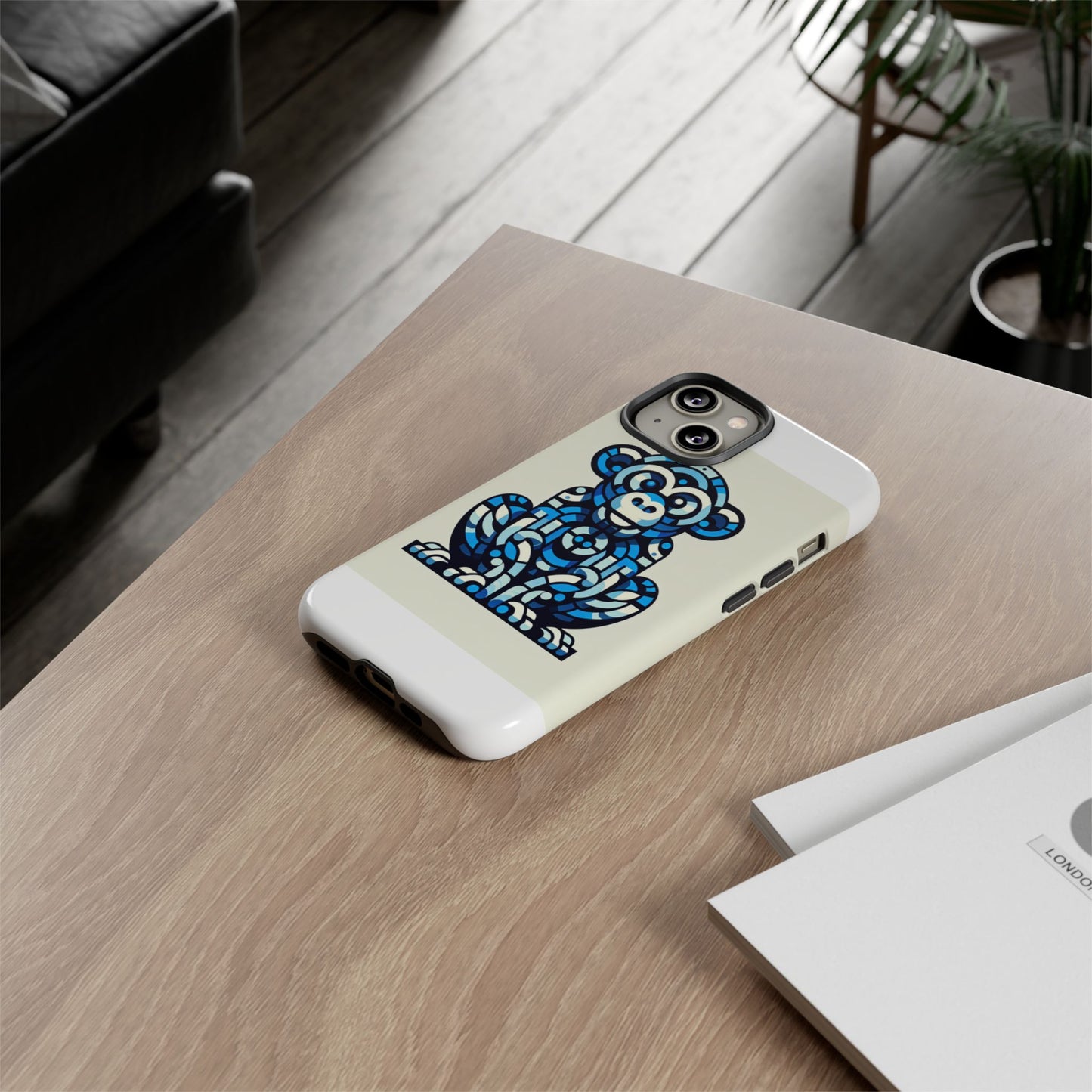 vibrant blue 3d wrap phone case with playful monkey design for creative individuals compatible with iphone 13, 14, 15 & 16 – all models including pro, pro max & plus