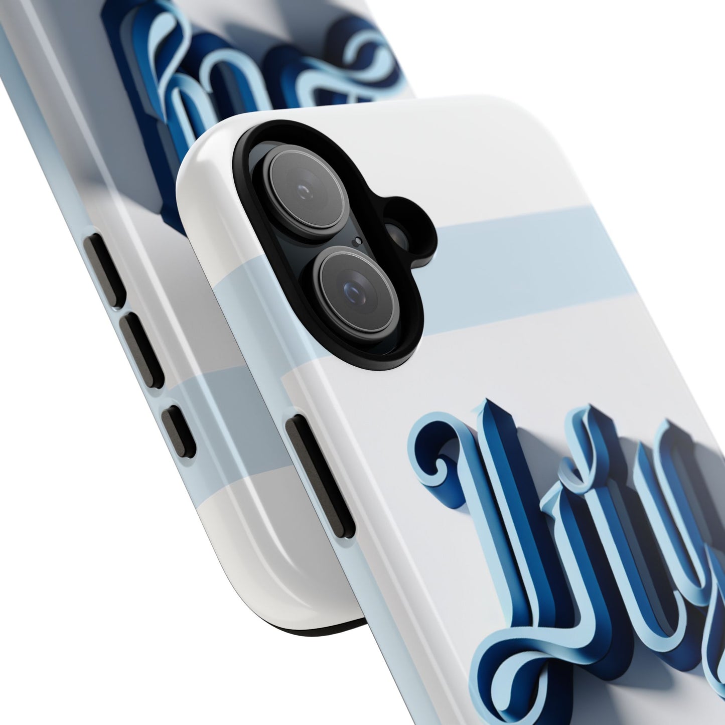 vibrant 3d blue alphabet protective phone case stylish accessory for creative individuals compatible with iphone 13, 14, 15 & 16 – all models including pro, pro max & plus