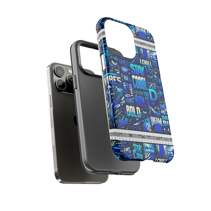 Vibrant 3D Wrap Protective Phone Case in Blue Typography Design for Unique Style – Stylish Protection Compatible with iPhone 13, 14, 15 & 16 – All Models Including Pro, Pro Max & Plus