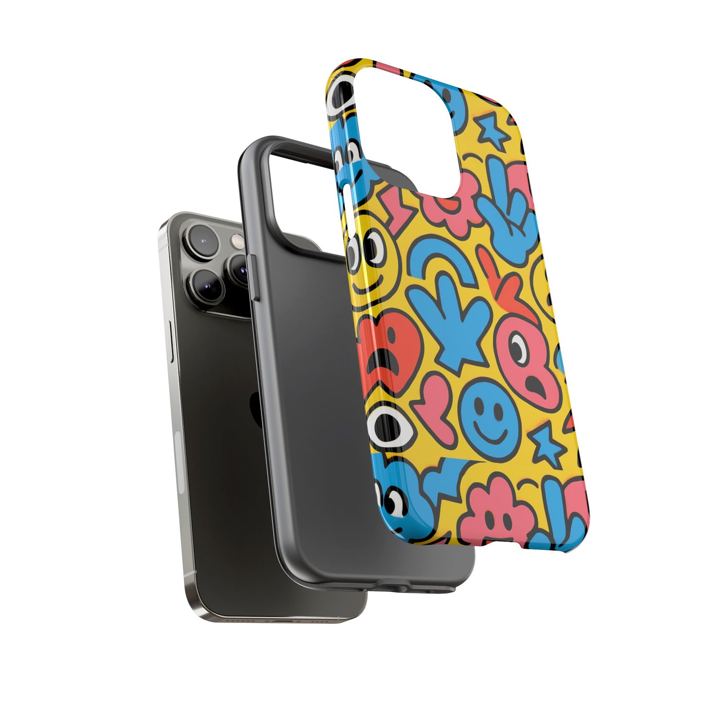 vibrant emoji phone case with fun 3d multicolour design, playful protective cover for kids and teens, compatible with iphone 13, 14, 15 & 16 – all models including pro, pro max & plus