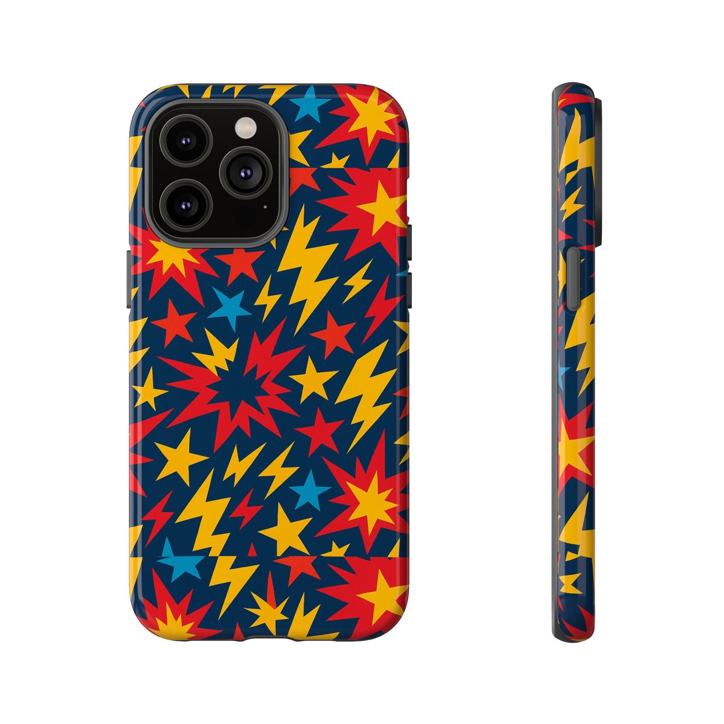 vibrant 3d superhero phone case with colourful lightning design for men and women, stylish protection compatible with iphone 13, 14, 15 & 16 – all models including pro, pro max & plus