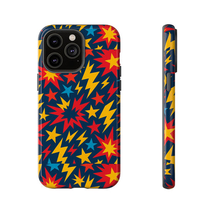 Vibrant 3D Superhero Phone Case with Colourful Lightning Design for Men and Women, Stylish Protection Compatible with iPhone 13, 14, 15 & 16 – all models including Pro, Pro Max & Plus