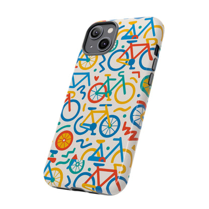Vibrant 3D Bicycle Print Protective Phone Case – Colourful Unisex Accessory for Style and Fun – Compatible with iPhone 13, 14, 15 & 16 – All Models Including Pro, Pro Max & Plus