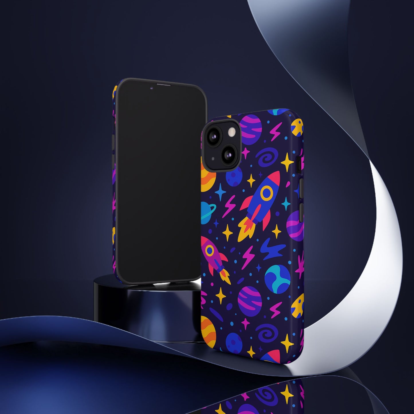 vibrant 3d wrap protective phone case with playful space theme for stylish self-expression compatible with iphone 13, 14, 15 & 16 – all models including pro, pro max & plus