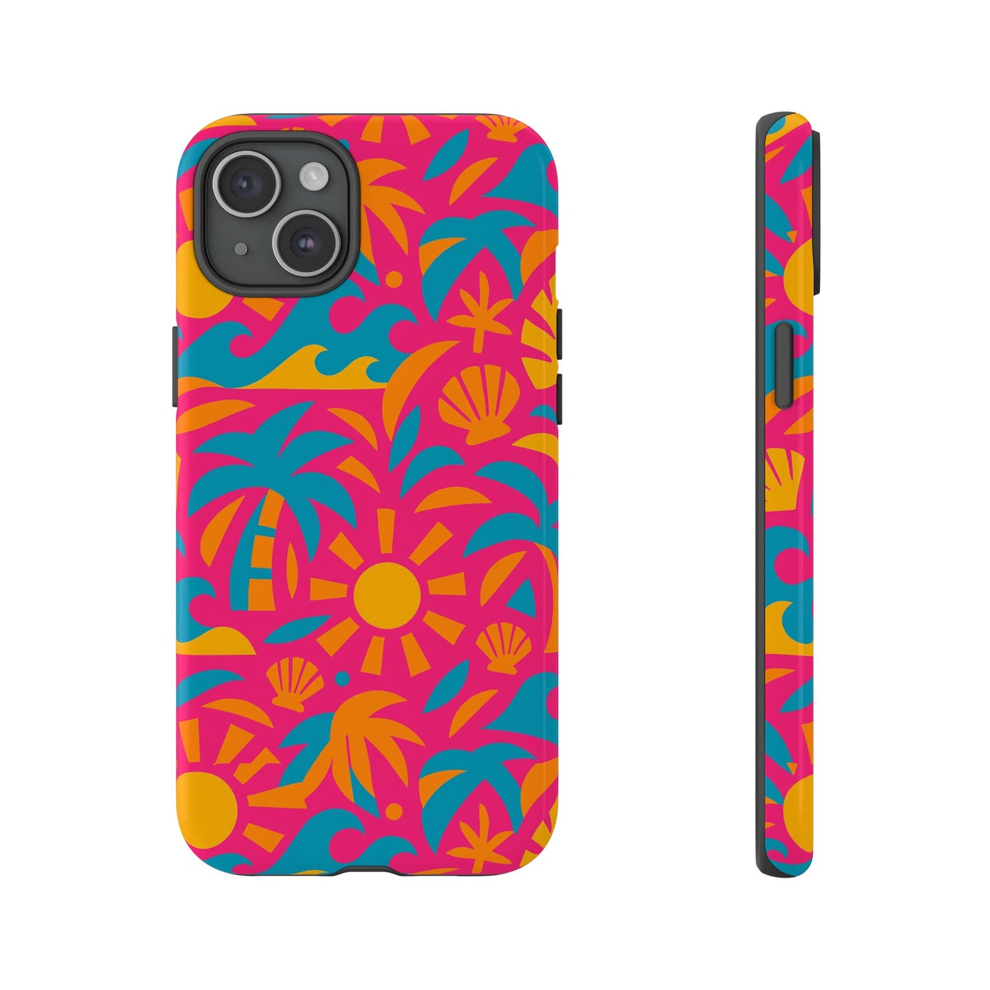 vibrant tropical 3d wrap design protective phone case with retro style – bold accessory for self-expression compatible with iphone 13, 14, 15 & 16 – all models including pro, pro max & plus