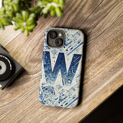 Blue Alphabet W Phone Case for Smartphones - Vibrant 3D Wrap Design with Shock Absorption and UV Protection, Suitable for Fans of Anime, Comics, and Unique Accessories