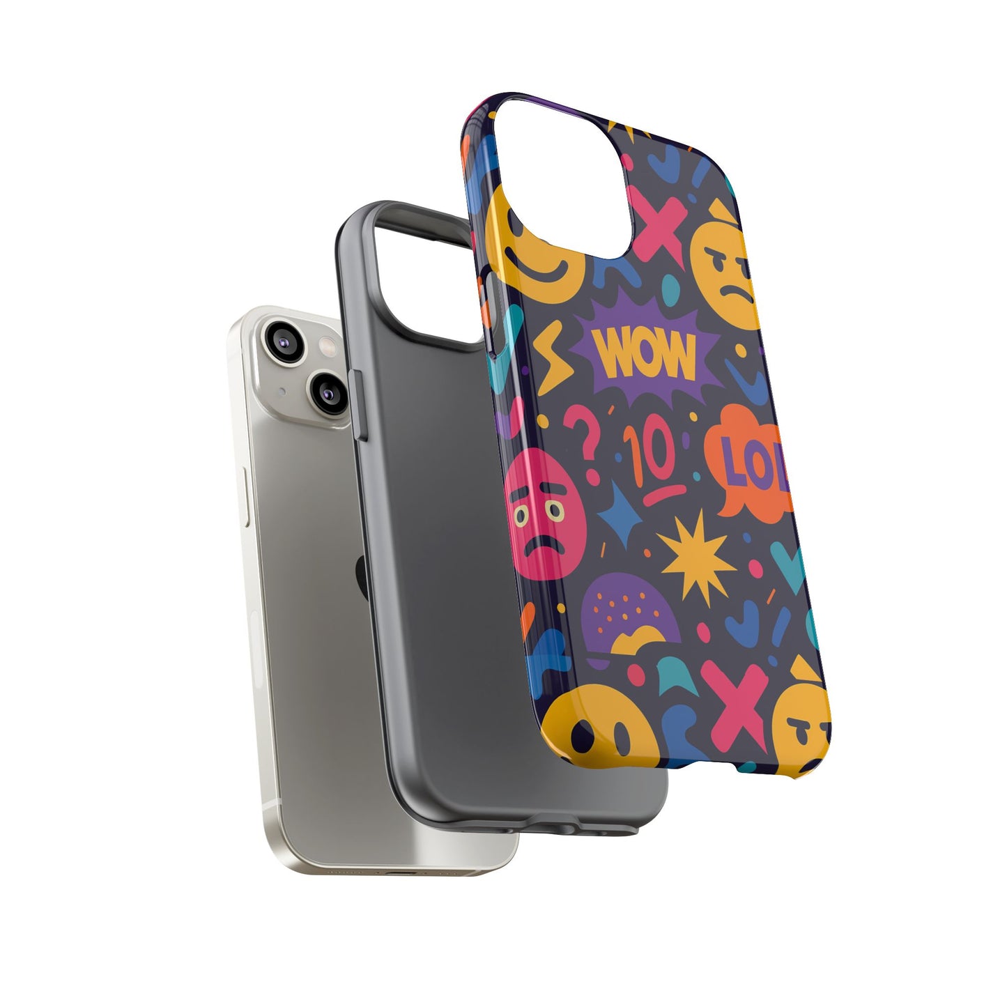 vibrant 3d emoji phone case with fun multicolour design for stylish protection compatible with iphone 13, 14, 15 & 16 – all models including pro, pro max & plus