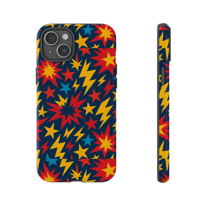 Vibrant 3D Superhero Phone Case with Colourful Lightning Design for Men and Women, Stylish Protection Compatible with iPhone 13, 14, 15 & 16 – all models including Pro, Pro Max & Plus