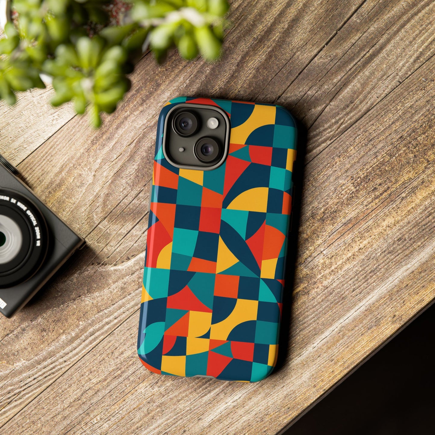vibrant multicolour geometric 3d wrap phone case for stylish protection and unique expression compatible with iphone 13, 14, 15 & 16 – all models including pro, pro max & plus
