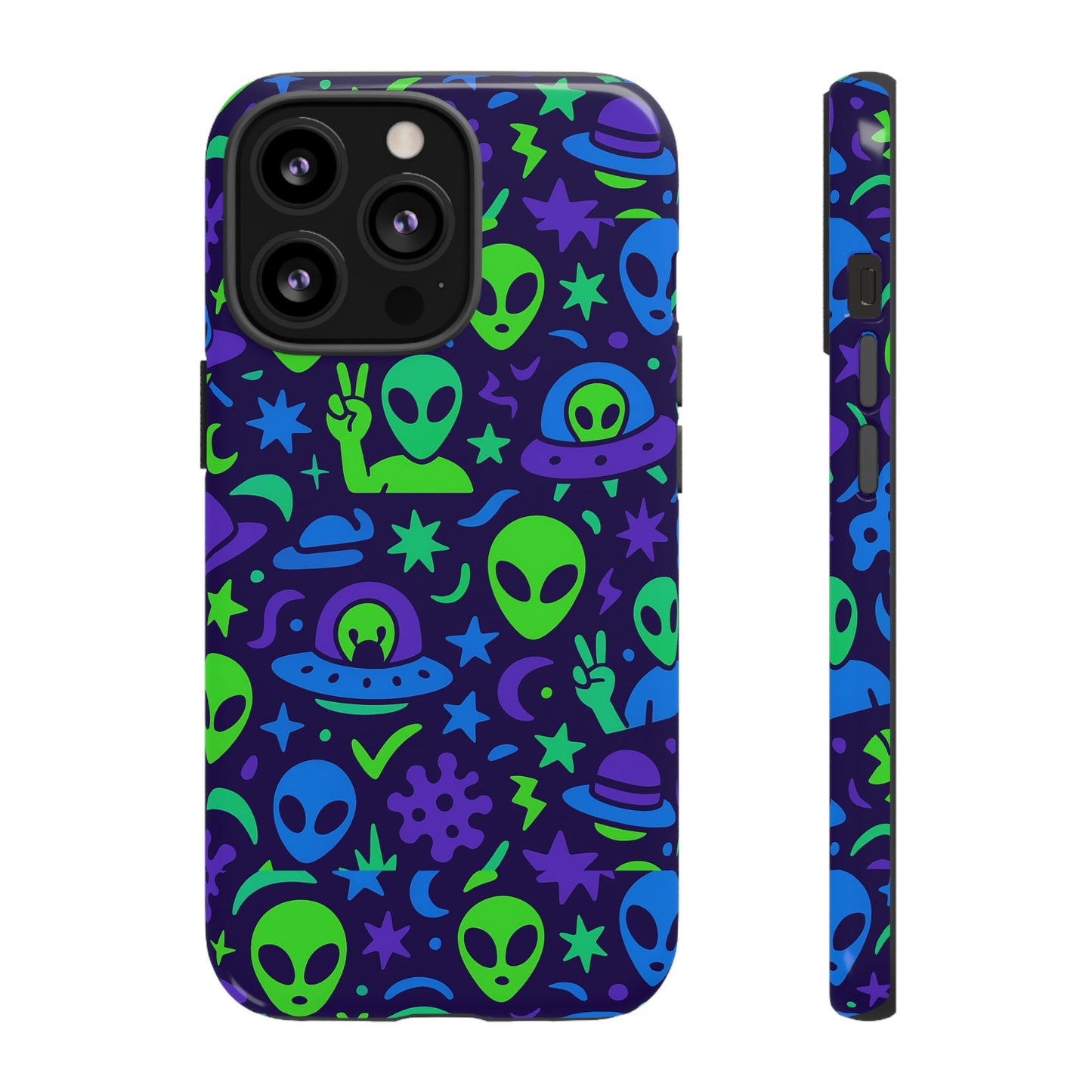 multicolour alien 3d wrap protective phone case, playful anime design for unisex self-expression, stylish protection, compatible with iphone 13, 14, 15 & 16 – all models including pro, pro max & plus