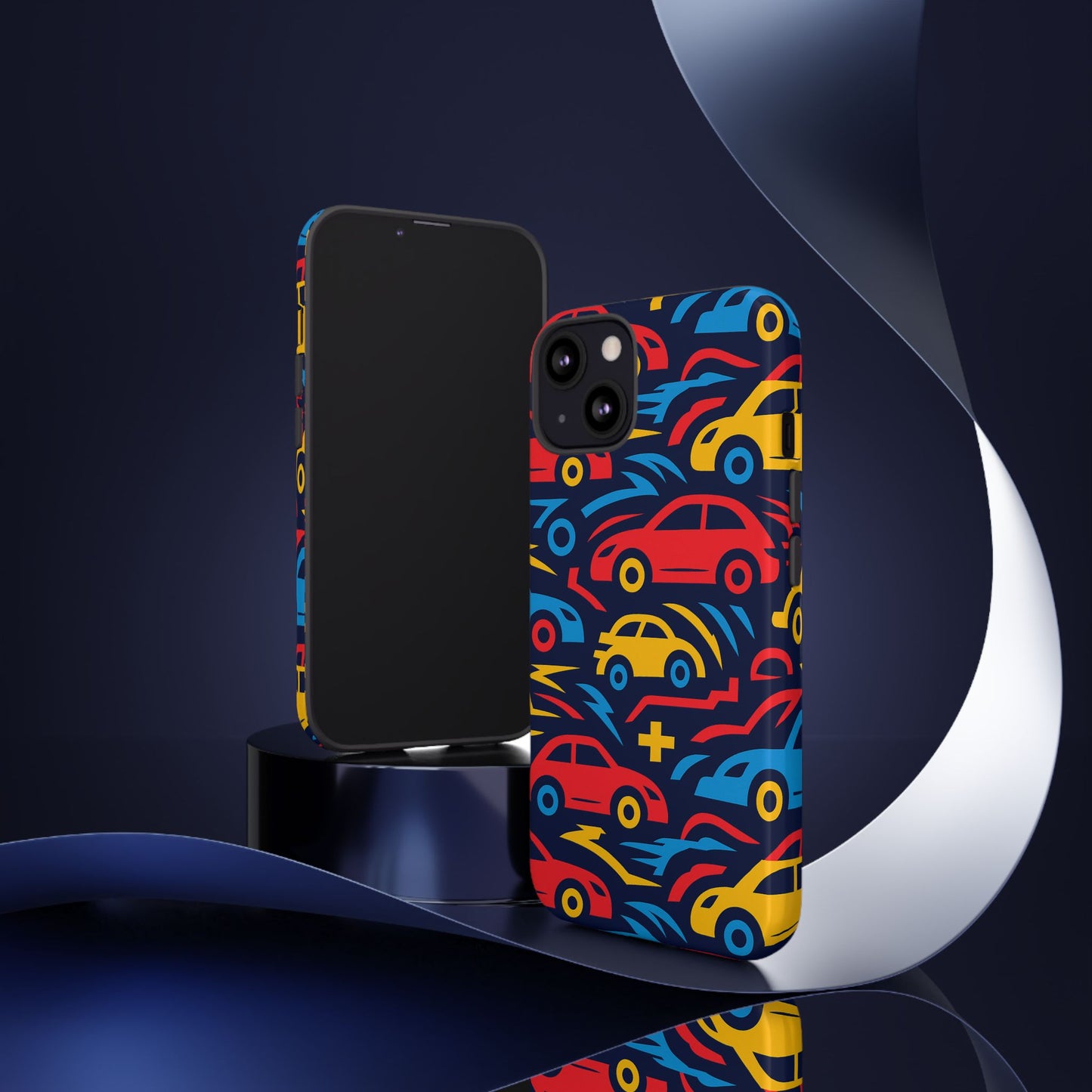 multicolour retro 3d wrap protective phone case with vibrant car design for stylish protection compatible with iphone 13, 14, 15 & 16 – all models including pro, pro max & plus
