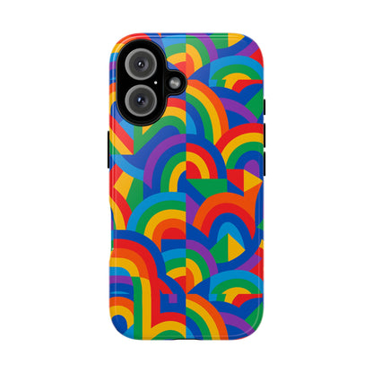 Multicolour Rainbow Protective Phone Case with 3D Design for Stylish Protection Compatible with iPhone 13, 14, 15 & 16 – All Models Including Pro, Pro Max & Plus