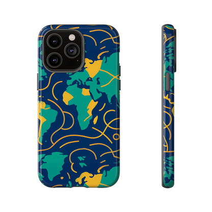 Multicolour Geometric Map 3D Wrap Protective Phone Case for Men and Women, Stylish Shockproof Accessory, Compatible with iPhone 13, 14, 15 & 16 – all models including Pro, Pro Max & Plus