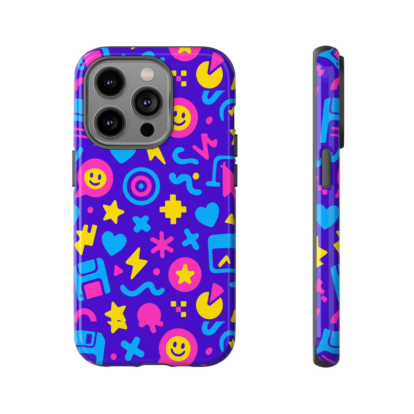 multicolor y2k protective phone case with 3d wrap design – fun and playful accessory compatible with iphone 13, 14, 15 & 16 – all models including pro, pro max & plus