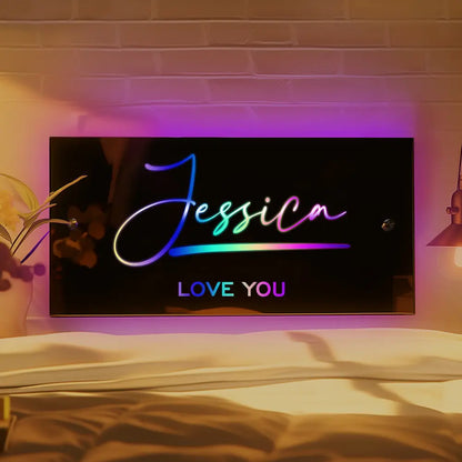 Hot Sale Personalised Name Mirror - Light Up Mirror for Kids Bedroom, LED Acrylic Safety Mirror with Remote Control and Chrome Wall Mounting