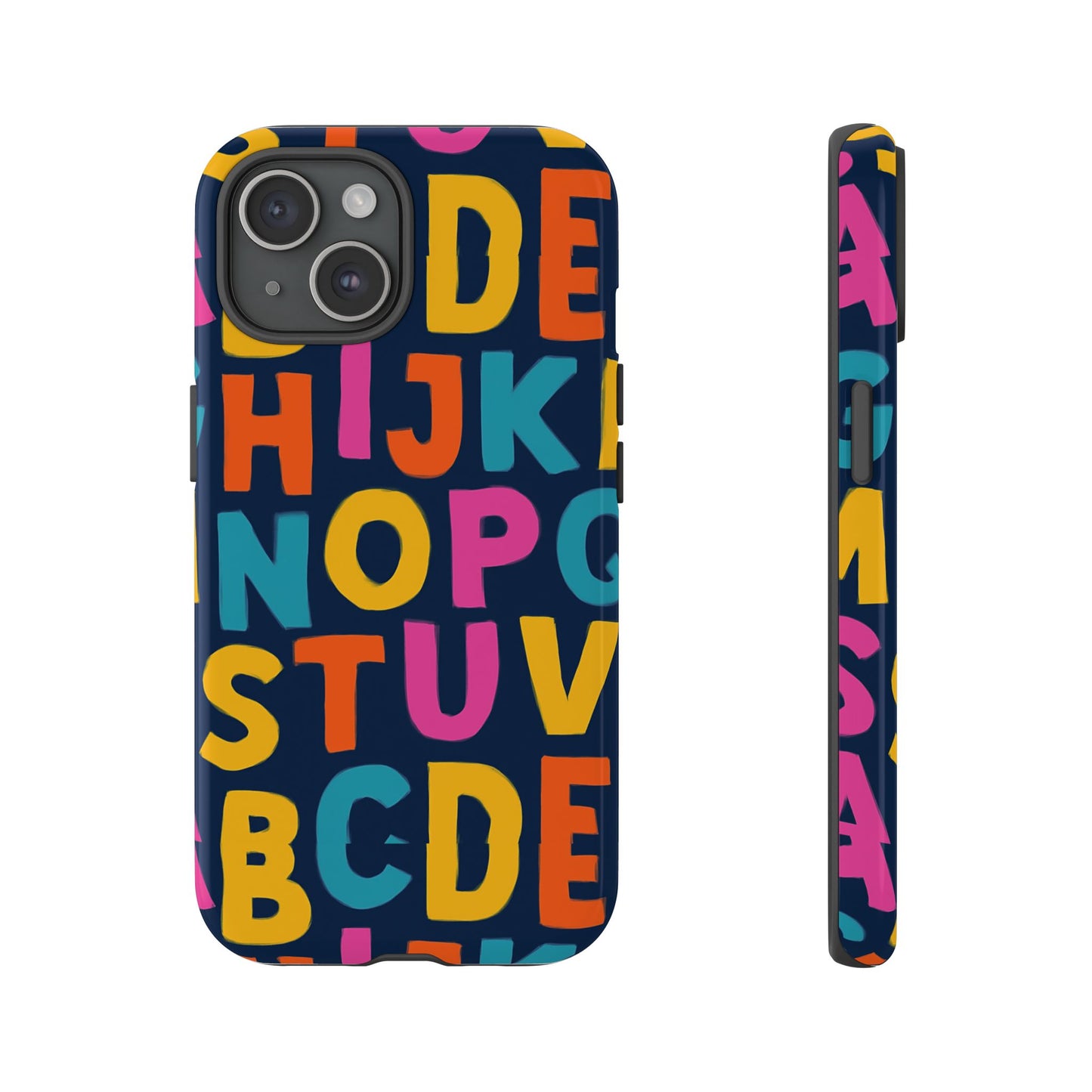 multicolour alphabet 3d wrap protective phone case for unique style and playful expression compatible with iphone 13, 14, 15 & 16 – all models including pro, pro max & plus