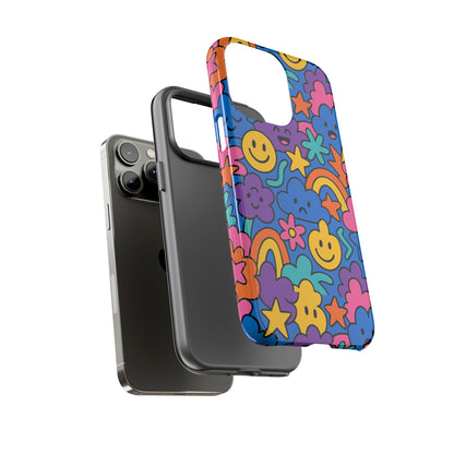 Vibrant Cartoon Protective Phone Case with Playful Multicolour Design – Unisex Fashion Accessory – Compatible with iPhone 13, 14, 15 & 16 – All Models Including Pro, Pro Max & Plus