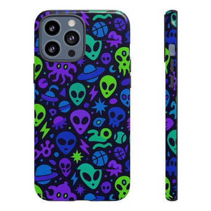 Vibrant 3D Alien and Space Design Protective Phone Case for Unisex Smartphone Accessories Compatible with iPhone 13, 14, 15 & 16 – All Models Including Pro, Pro Max & Plus