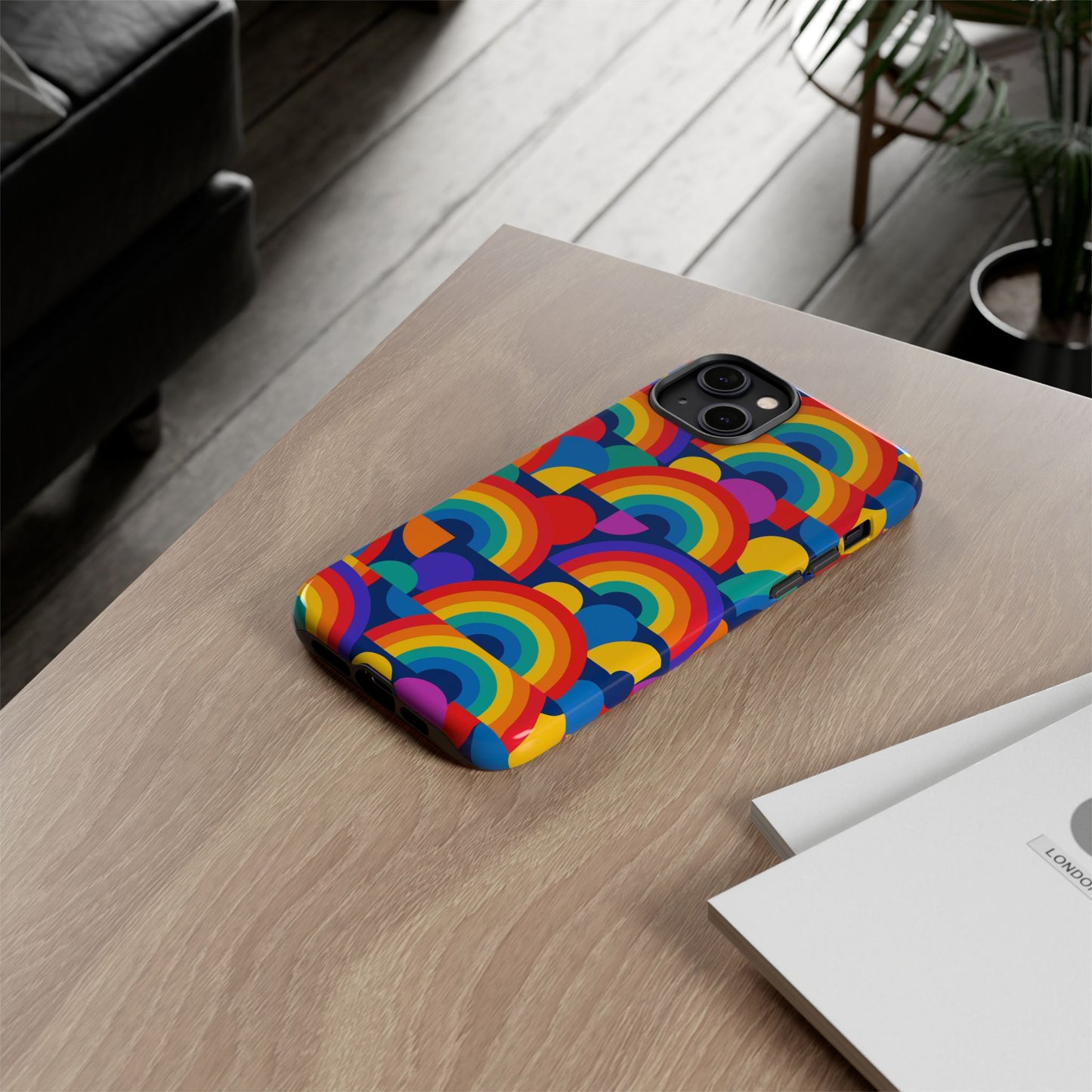 multicolour rainbow design protective phone case – stylish 3d wrap finish for unique expression – compatible with iphone 13, 14, 15 & 16 – all models including pro, pro max & plus