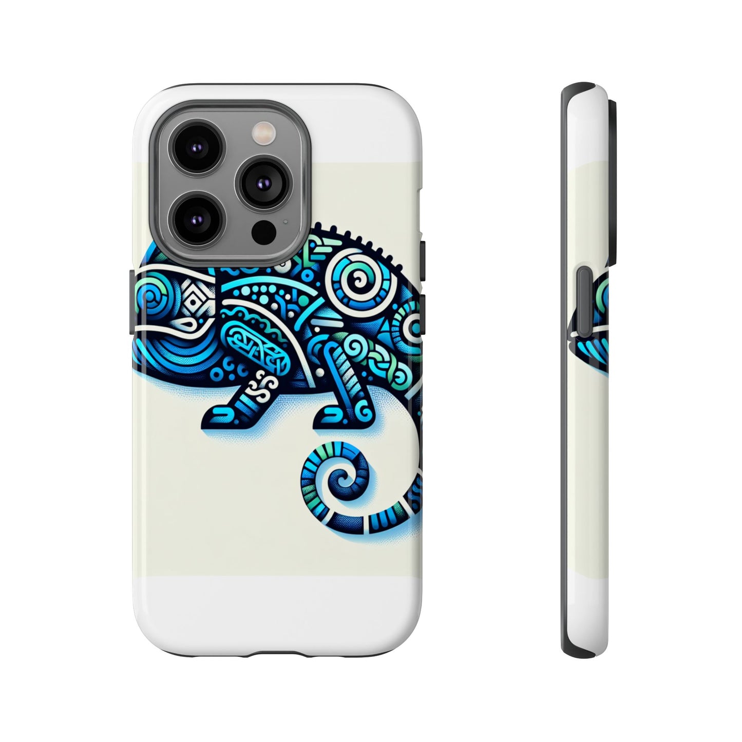 vibrant 3d chameleon phone case with blue design for stylish protection compatible with iphone 13, 14, 15 & 16 – all models including pro, pro max & plus