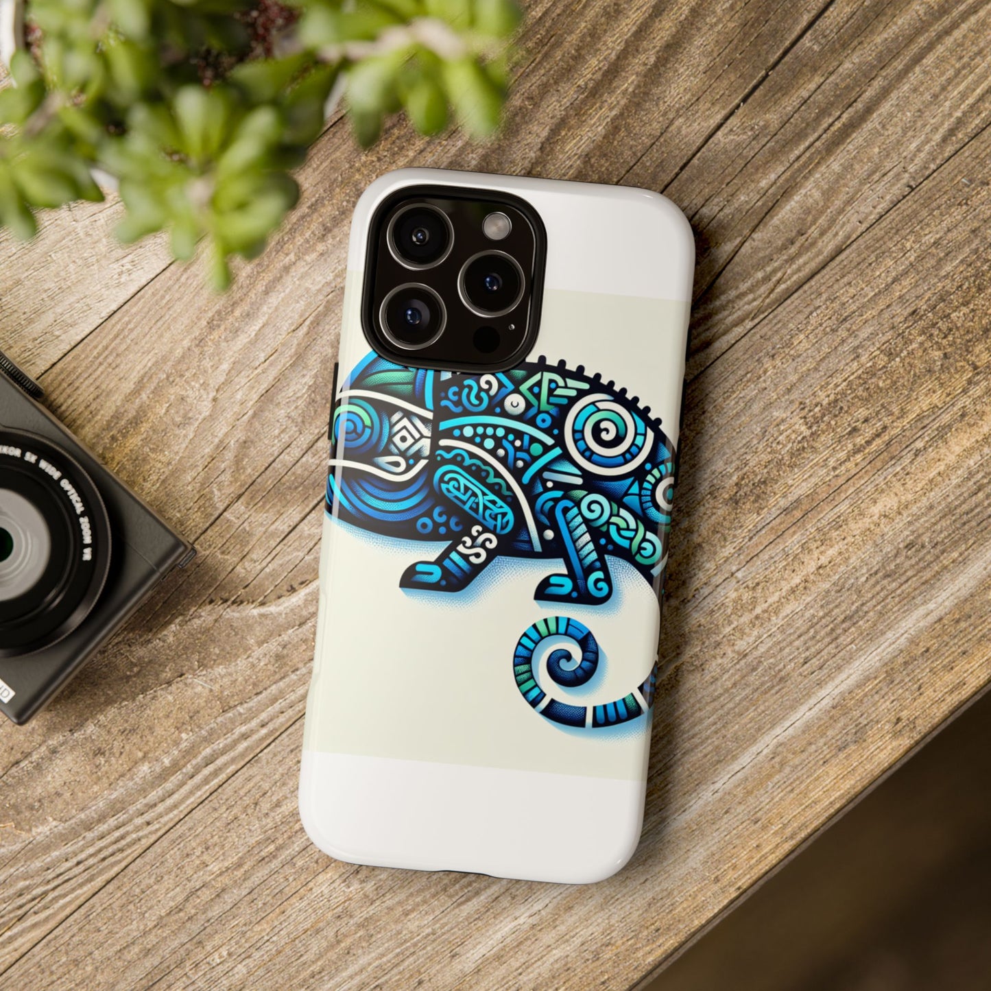 vibrant 3d chameleon phone case with blue design for stylish protection compatible with iphone 13, 14, 15 & 16 – all models including pro, pro max & plus