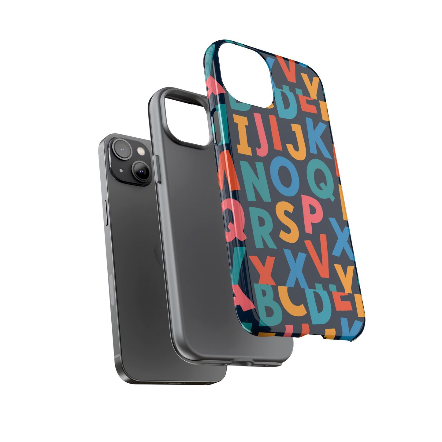 multicolour 3d letter print protective phone case for creative style and individuality compatible with iphone 13, 14, 15 & 16 – all models including pro, pro max & plus